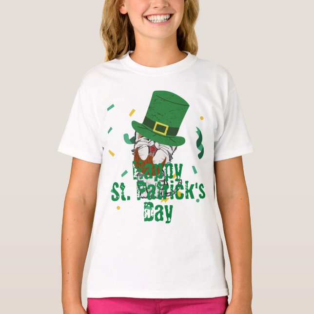 Green hat lucky Shamrock  St. Patrick's Day  T-Shirt (Front)