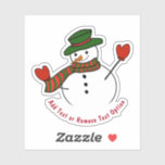 Green Hat on Snowman Christmas<br><div class="desc">* Illustration of a cute snowman wearing mittens and a green hat. * Several size options and choose matte glossy or transparent! * Add your text, family name, event, year or short message, or remove text option. * Use for decorating your laptop or sports bottles, scrap booking, DIY or crafting...</div>