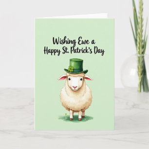 Green Hat Sheep Happy St Patricks Card
