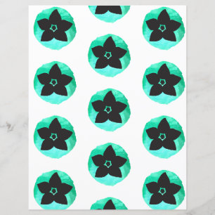 Green Hawaiian Flower Pattern Scrapbook Paper