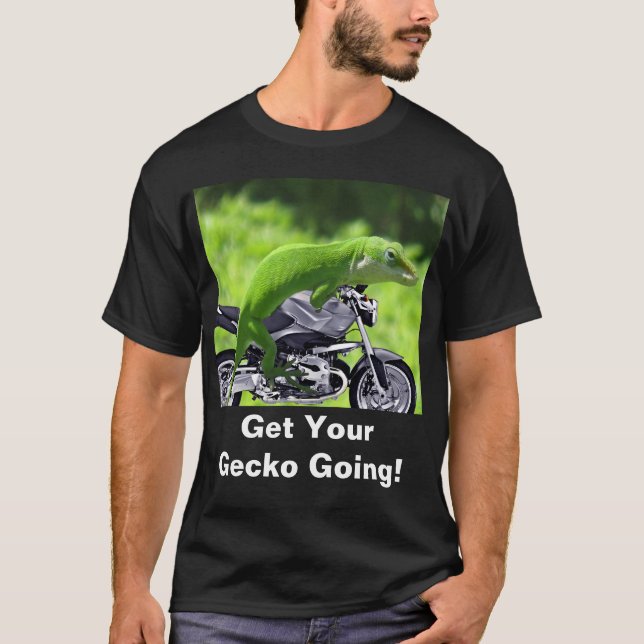 Green Hawaiian Gecko Rider Dark T-Shirt (Front)