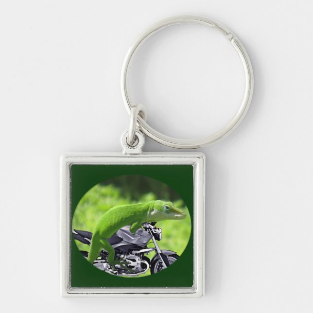 Green Hawaiian Gecko Rider Key Ring (Front)