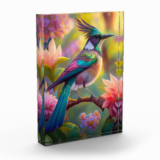 Green Headed Jay Fantasy Bird Photo Block