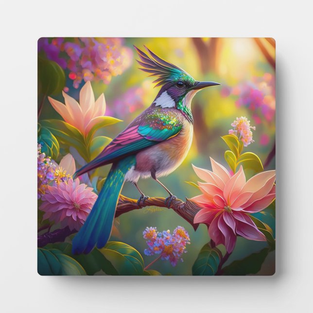 Green Headed Jay Fantasy Bird Plaque (Front)