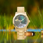 Green Headed Mallard Duck Photo Watch<br><div class="desc">Men's stylish wrist watch with black numerals that features the photo image of green headed,  male Mallard Duck. Select your watch from several styles.</div>