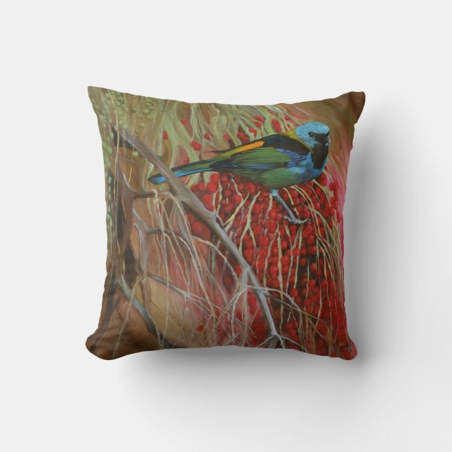 Green-headed Tanager Fine Art Pillow (Front)