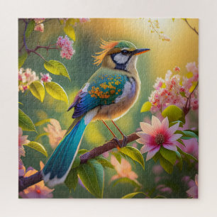 Green Headed Teal Winged Fantasy Bird Jigsaw Puzzle