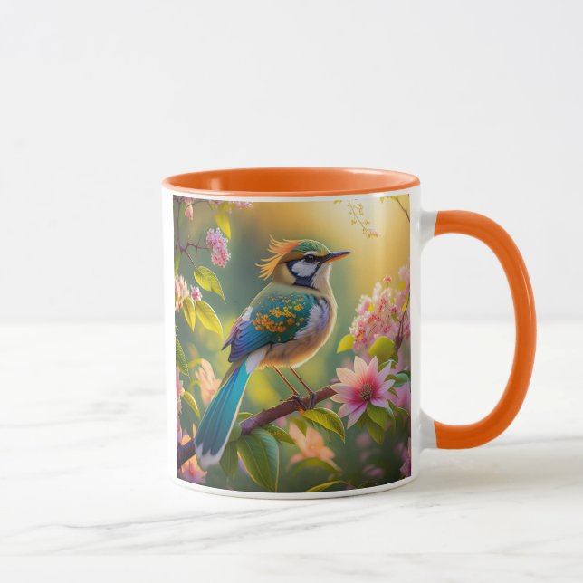 Green Headed Teal Winged Fantasy Bird Mug (Right)