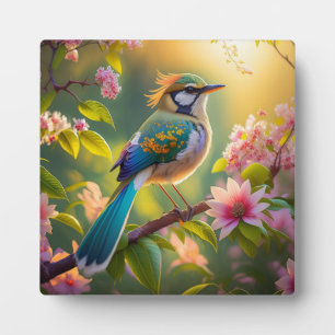 Green Headed Teal Winged Fantasy Bird Plaque