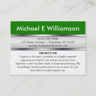 Green Header RESUME Business Cards