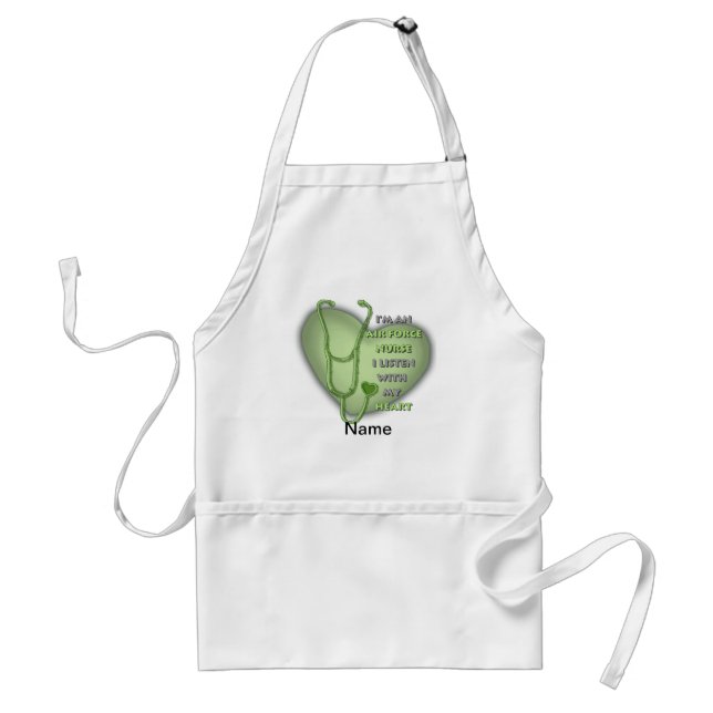 Green Heart Air Force Nurse Standard Apron (Front)