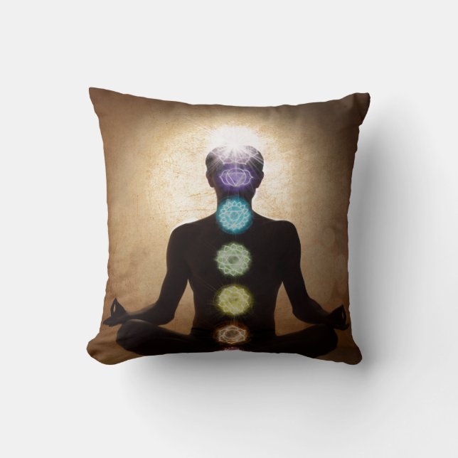 Green heart chakra, chakras, meditation, zen, heal cushion (Front)