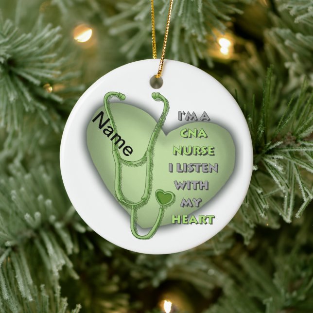 Green Heart CNA Nurse Ceramic Tree Decoration (Tree)