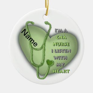 Green Heart CNA Nurse Ceramic Tree Decoration