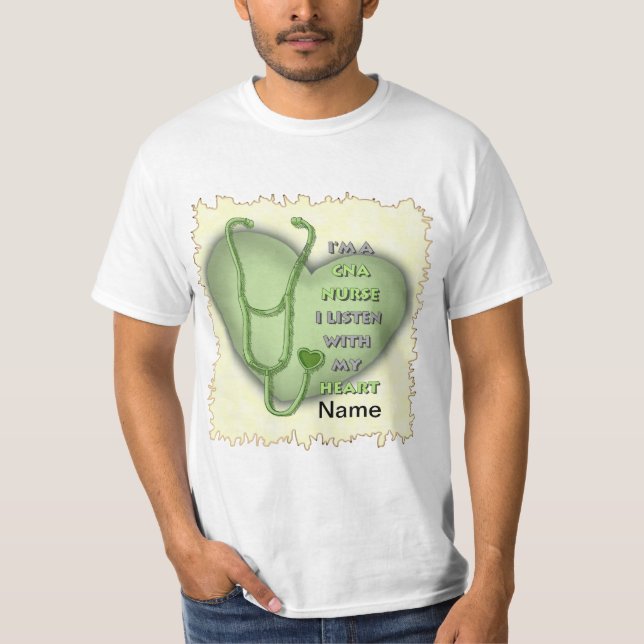 Green Heart CNA Nurse T-Shirt (Front)