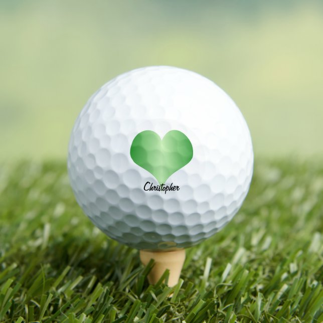 Green Heart Design Personalised Golf Balls (Insitu Tee)