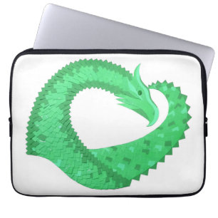 Green heart dragon on white laptop sleeve