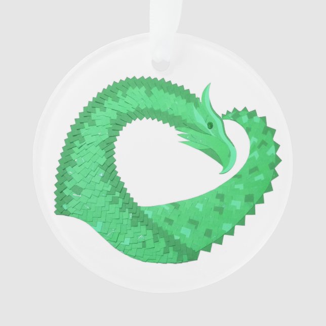 Green heart dragon on white ornament (Front)