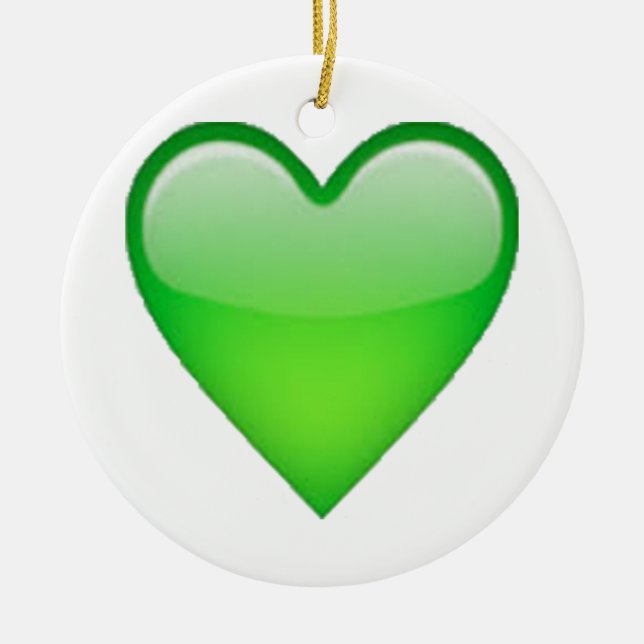 Green Heart - Emoji Ceramic Tree Decoration (Front)