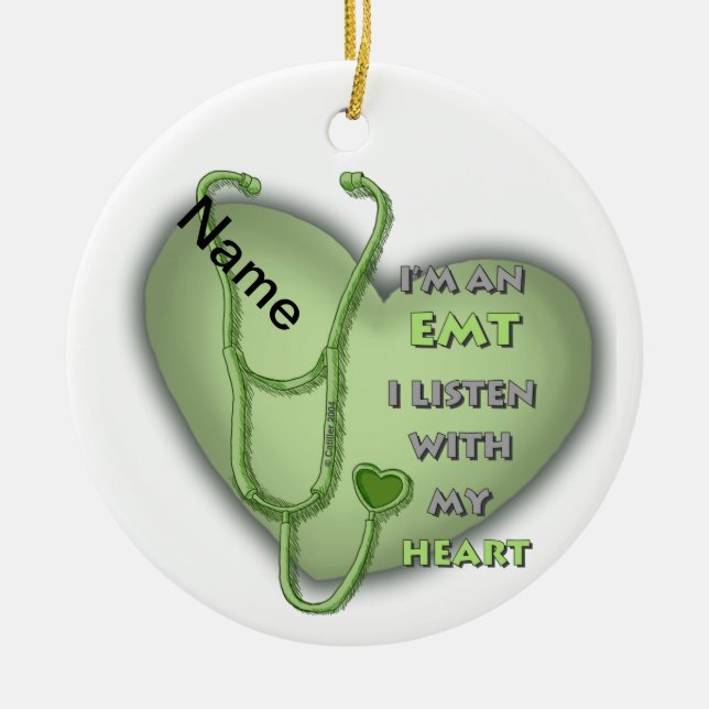 Green Heart EMT Ceramic Tree Decoration (Front)