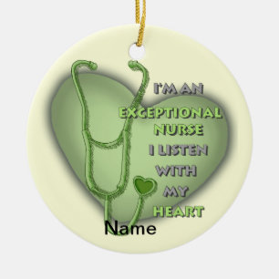 Green heart exceptional nurse  ceramic tree decoration