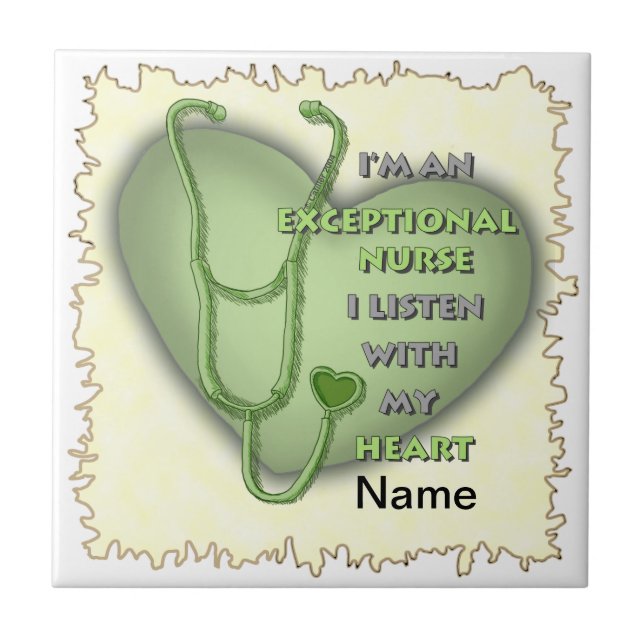 Green heart exceptional nurse  tile (Front)