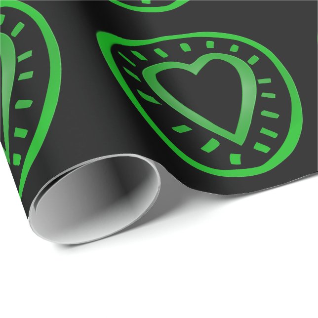 Green Heart for Greens 1 Black Wrapping Paper (Roll Corner)
