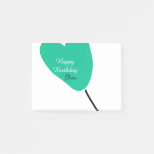 Green heart happy birthday white black balloon kid post-it notes