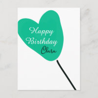 Green heart happy birthday white black balloon kid