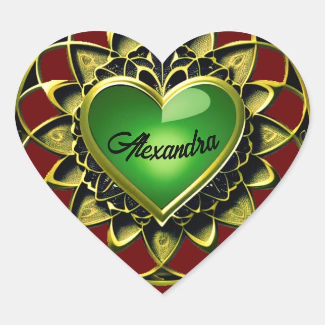  Green Heart Heart Sticker (Front)