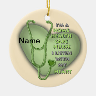 Green Heart Home Health Care Nurse Ceramic Tree Decoration