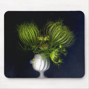 Green heart in black mouse pad