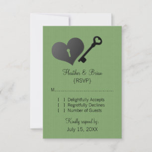 Green Heart Lock and Key Response Card