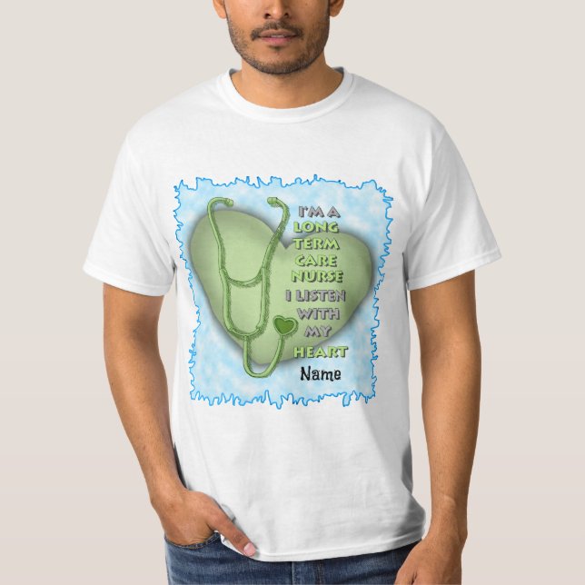 Green Heart Long Term Care Nurse T-Shirt (Front)