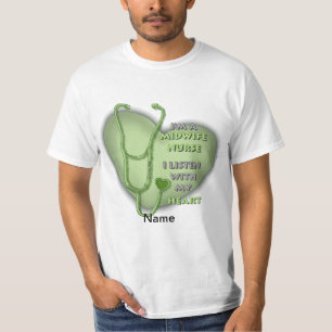 Green Heart Midwife Nurse T-Shirt