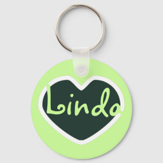 green heart name keychain