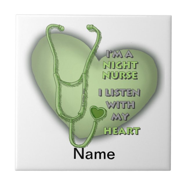 Green Heart Night Nurse Tile (Front)