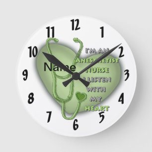 Green Heart Nurse Anaesthetist Round Clock