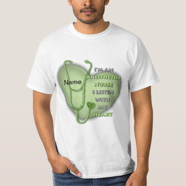 Green Heart Nurse Anaesthetist T-Shirt (Front)