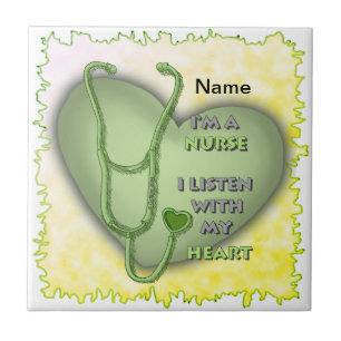 Green Heart Nurse Tile