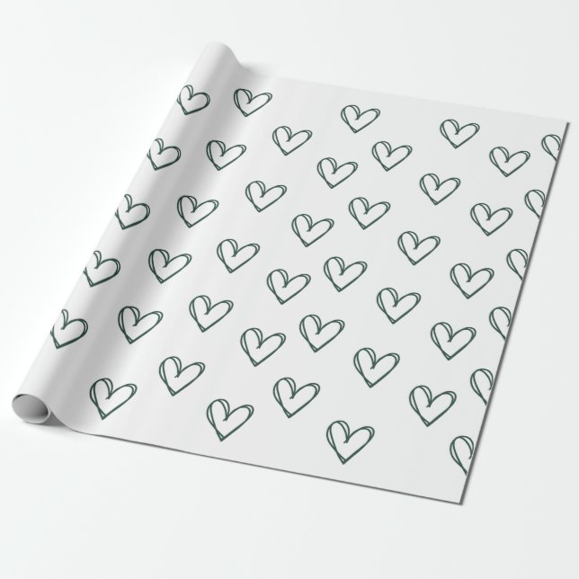 green heart on white wrapping sheet   paper (Unrolled)