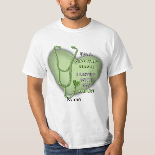 Green Heart Paediatrics Nurse T-Shirt (Front)