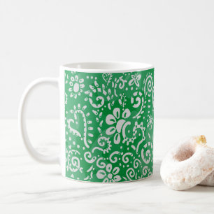 Green heart paisley mug