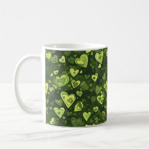 Green Heart Pattern Coffee Mug