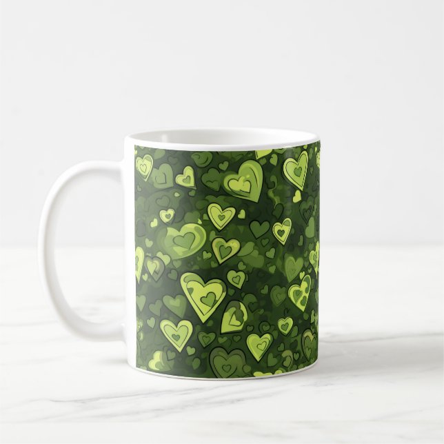 Green Heart Pattern Coffee Mug (Left)