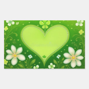 Green Heart  Rectangular Sticker