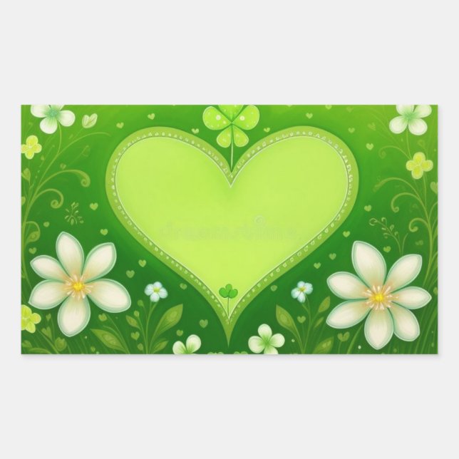 Green Heart  Rectangular Sticker (Front)