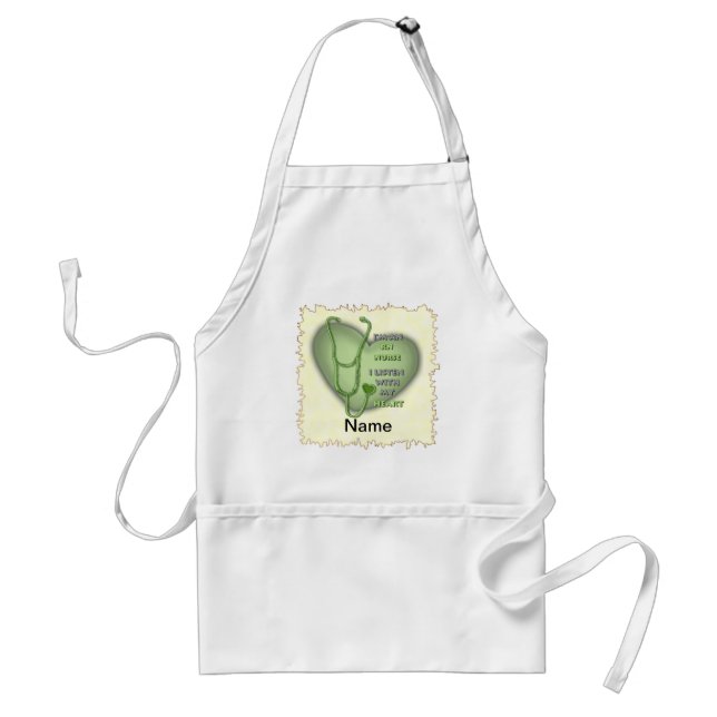 Green Heart RN Registered Nurse Standard Apron (Front)