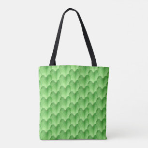 Green Heart Shape Leaf Pattern Tote Bag