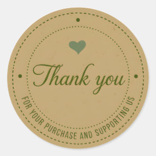 Green Heart Thank You Business Sticker